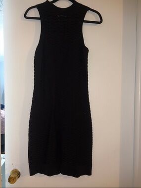 525 America Black Sleeveless Midi Knit Dress